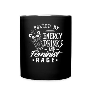 Alimenté par les boissons énergisantes et la colère féministe - Mug uni - noir - Devant