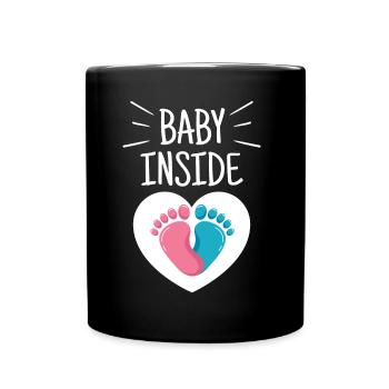 Baby Inside Pregnant Baby Inside Announcement - Full Colour Mug - black - Front