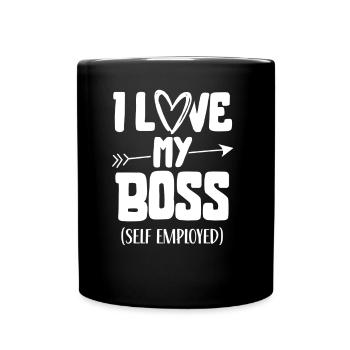 I love my boss self-employed freelancer - Full Colour Mug - black - Front