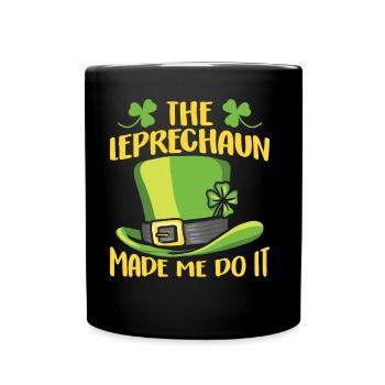 The leprechaun forced me to do so Ire Leprechaun - Full Colour Mug - black - Front