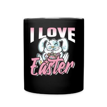 J’adore Easter Easter Easter Easter Egg Lapin de Pâques - Mug uni - noir - Devant