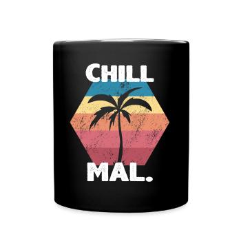 Chill mal Retro Vintage Sonnenuntergang Palme - Tasse einfarbig - Schwarz - Vorne
