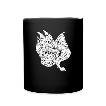 RPG Drache Würfel Gaming Rollenspieler - Tasse einfarbig - Schwarz - Vorne