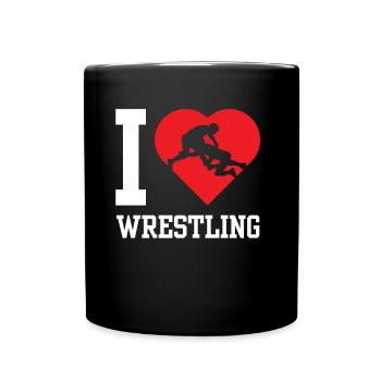 Ich Liebe Wrestling Ringen Ringer Ringkampf - Tasse einfarbig - Schwarz - Vorne