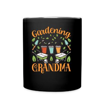 Gartenarbeit Oma Gärtnerin Großmutter Garten - Tasse einfarbig - Schwarz - Vorne