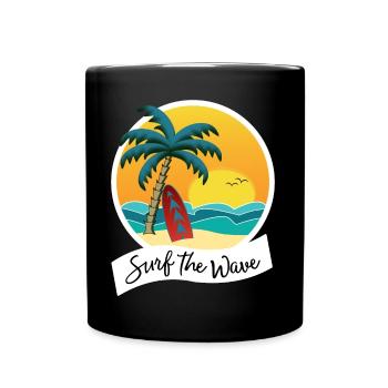 Surf the Wave - Tasse einfarbig - Schwarz - Vorne
