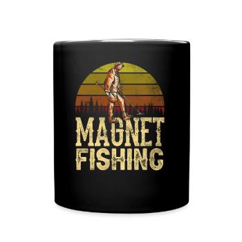 Magnetangeln Magnetfischer Magnetfischen Magnet - Tasse einfarbig - Schwarz - Vorne