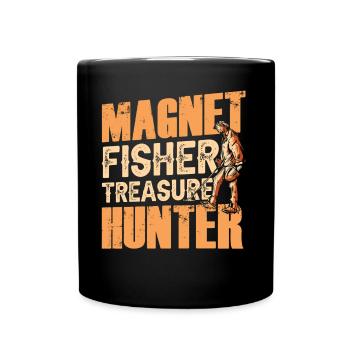 Magnet Fischer Schatzsucher Magnetfischen - Tasse einfarbig - Schwarz - Vorne