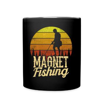 Magnet Fischen Magnetfischer Magnetfischen - Tasse einfarbig - Schwarz - Vorne