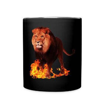 Animal sauvage lion en feu - Mug uni - noir - Devant