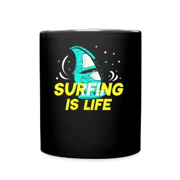 Surfing is Life Surfer Surfboard Surfing - Full Colour Mug - black - Front
