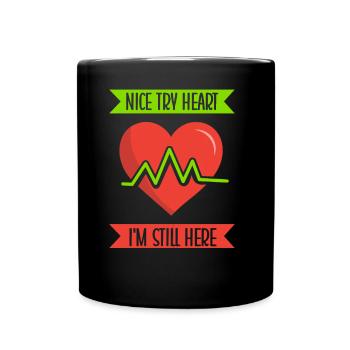 Bon cœur d’essai je suis toujours là - Mug uni - noir - Devant