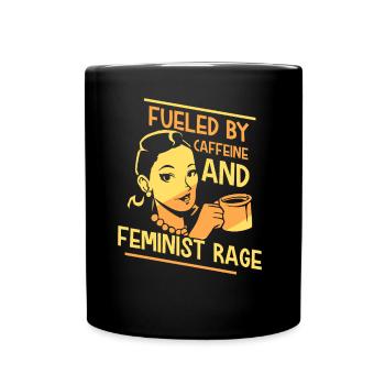 Powered by caffeine and feminist anger - Full Colour Mug - black - Front