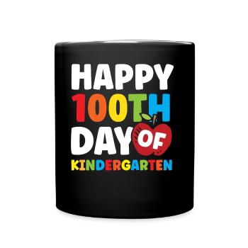 Happy 100 days in kindergarten 100 days - Full Colour Mug - black - Front