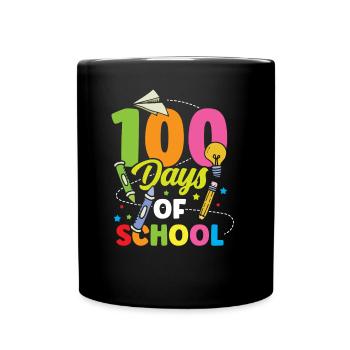 100 Tage Schule Lustig Sprüche Team Süß - Tasse einfarbig - Schwarz - Vorne