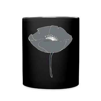 mohnblume grau - Tasse einfarbig - Schwarz - Vorne
