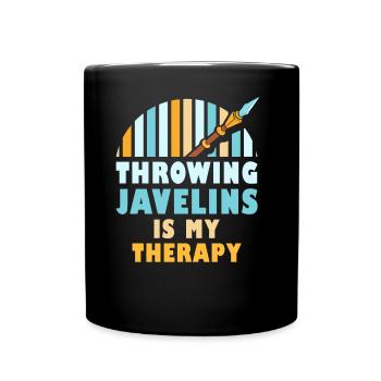 Das Werfen Von Speeren Ist Meine Therapie Speer - Tasse einfarbig - Schwarz - Vorne