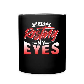 Je ne repose que mes yeux du Père Papa Papi - Mug uni - noir - Devant