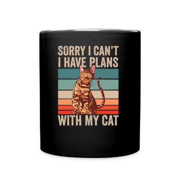 Unfortunately can't I have plans with my cat - Full Colour Mug - black - Front