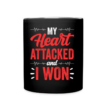 Mein Herz Hat Angegriffen Und Ich Habe Gewonnen - Tasse einfarbig - Schwarz - Vorne