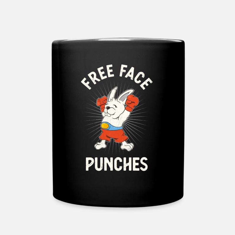Coups de poing gratuits Drôle boxe Lapin Boxer Arts martiaux - Mug uni - noir