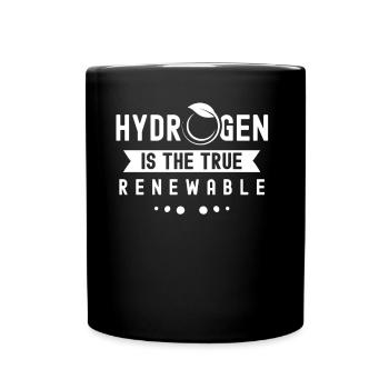 Hydrogen is the true renewable energy - Full Colour Mug - black - Front