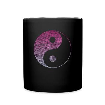 yin yang Vintage - Tasse einfarbig - Schwarz - Vorne