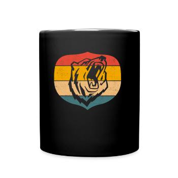 Grizzly Bear Retro Vintage Braunbär - Tasse einfarbig - Schwarz - Vorne