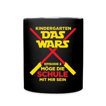 Einschulung Schulanfang Kindergarten Schulstart - Tasse einfarbig - Schwarz - Vorne