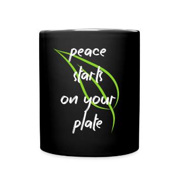Vegan Veganer Tierschutz Vegetarier Vegetarisch - Tasse einfarbig - Schwarz - Vorne