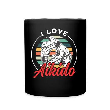 I love Aikido martial arts fighter martial arts - Full Colour Mug - black - Front
