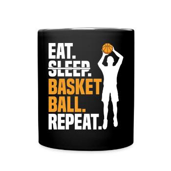 Eat Sleep Basketball Repeat I Girl Basketball player - Full Colour Mug - black - Front