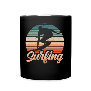 Surfen Wellenreiten Surfer Surfing Surfbrett - Tasse einfarbig - Schwarz - Vorne