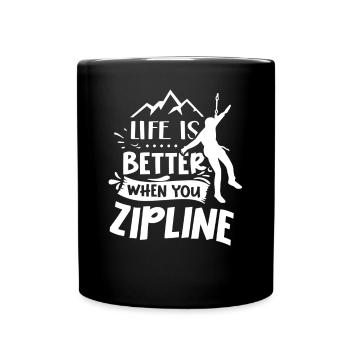 Life is better when you zipline sports - Full Colour Mug - black - Front