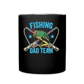 Fishing Papa Team Fishing Angler Sayings Father Daddy - Full Colour Mug - black - Front
