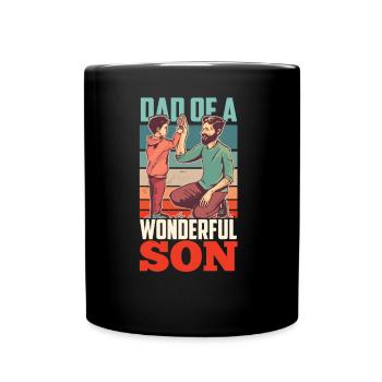 Vater Eines Wunderbaren Sohnes Sprüche Papi Papa - Tasse einfarbig - Schwarz - Vorne
