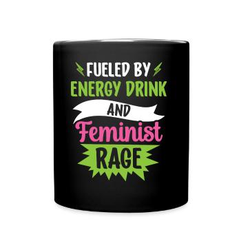 Alimenté par les boissons énergisantes et la colère féministe - Mug uni - noir - Devant