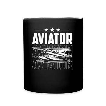 Pilot Pilot Jet Small Aircraft Light Aircraft - Full Colour Mug - black - Front