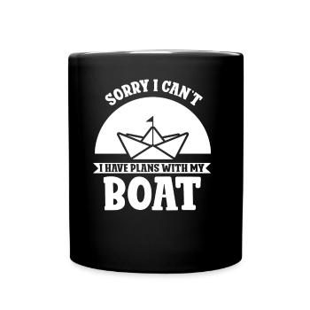 Unfortunately I can't have plans with my boat - Full Colour Mug - black - Front