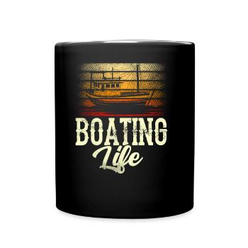 Boating Life Yacht Sailboat Boat Ship - Full Colour Mug - black - Front