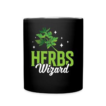 Kräuter Zauberer Kräutergarten Kräuterkunde Kraut - Tasse einfarbig - Schwarz - Vorne