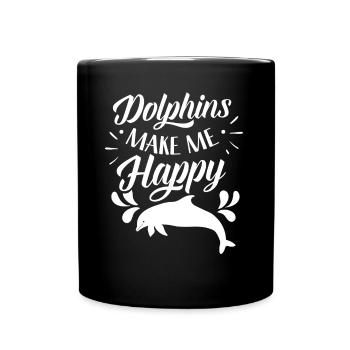 Les dauphins me rendent heureux Dauphin dauphin - Mug uni - noir - Devant