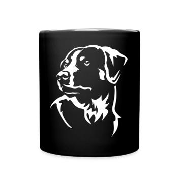 Appenzell Mountain Dog Head "Black Edition" - Full Colour Mug - black - Front