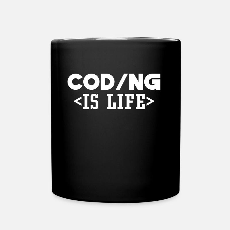Coding Is Life Code Programmer Coder - Full Colour Mug - black