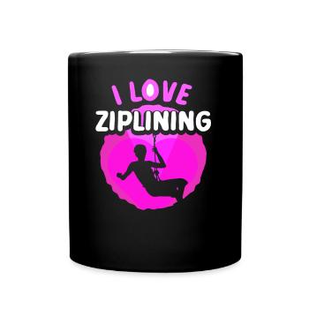 Ich Liebe Ziplining Sport Zipline Seilrutsche - Tasse einfarbig - Schwarz - Vorne