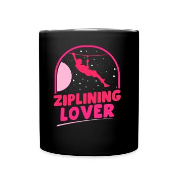 Ziplining Liebhaber Seilrutsche Sport Zipline - Tasse einfarbig - Schwarz - Vorne