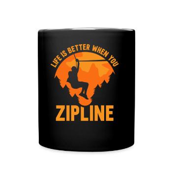 Life is better when you zipline sports - Full Colour Mug - black - Front