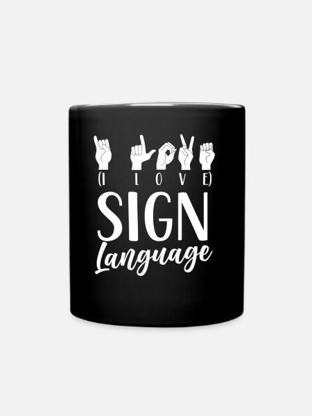 J’adore la sensibilisation aux signes en langue des signes - Mug uni - noir