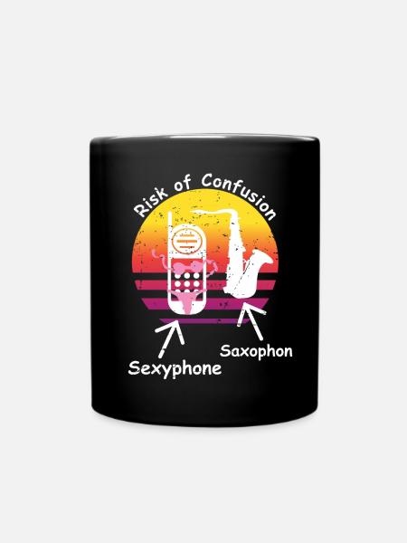 Saxophon und Sexyphone - Tasse einfarbig - Schwarz