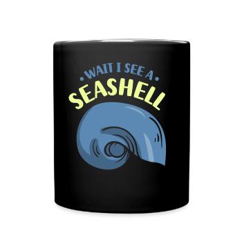 Waiting I See A Shell Collecting Shells - Full Colour Mug - black - Front